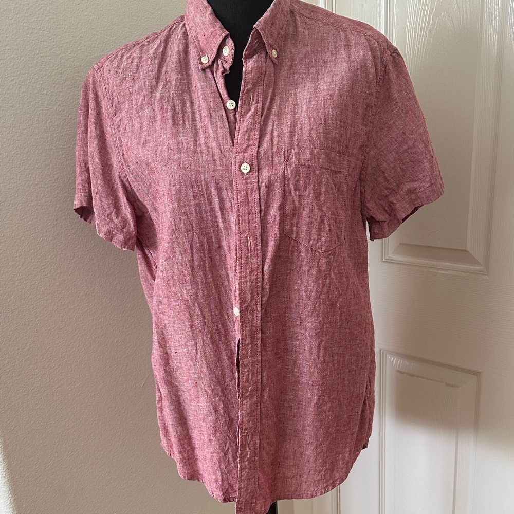 J. Crew Men's Casual Red Button Down Shirt